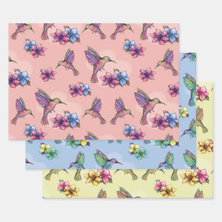 Feuille De Papier Cadeau Colibri en vol