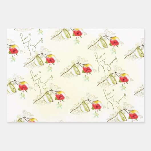 Feuille De Papier Cadeau Colibri Tasse de Thé Floral (Devant 3)