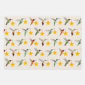 Feuille De Papier Cadeau Colibris et étoiles (Devant)