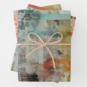 Feuille De Papier Cadeau Collage Abstrait Média mixte Abstrait