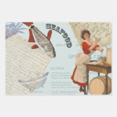 Feuille De Papier Cadeau Collage aquatique vintage (Devant 3)