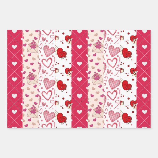 Feuille De Papier Cadeau Collage de la Saint Valentin (Devant 3)