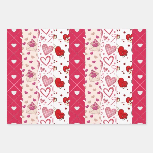 Feuille De Papier Cadeau Collage de la Saint Valentin (Devant)