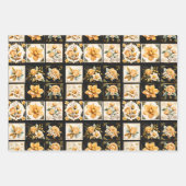 Feuille De Papier Cadeau Collage de Noël avec des fleurs (Devant 2)