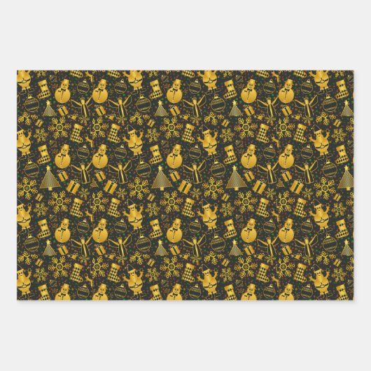 Feuille De Papier Cadeau Collage de Noël métallique (Devant 3)