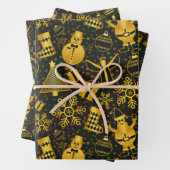 Feuille De Papier Cadeau Collage de Noël métallique (En situation)