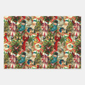 FEUILLE DE PAPIER CADEAU COLLAGE DE NOËL VICTORIEN (Devant)