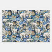 Feuille De Papier Cadeau Collage de Noël victorien bleu (Devant 2)