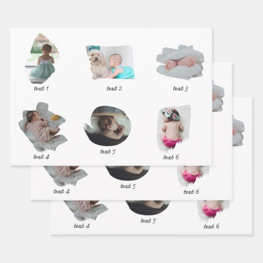 Feuille De Papier Cadeau Collage de photos de bébé moderne (Lot)