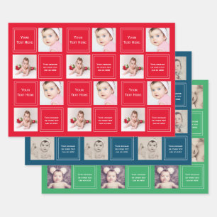 Feuille De Papier Cadeau Collage de photos Modèle personnalisé