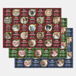 Feuille De Papier Cadeau Collage de photos sur mesure de l'ornement de Noël