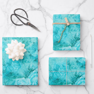 Feuille De Papier Cadeau Collage de Roses bleus en détresse