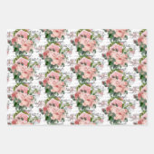 Feuille De Papier Cadeau Collage de roses roses élégantes (Devant 3)