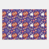 Feuille De Papier Cadeau Collage d'Halloween très Éffrayant violet (Devant 3)