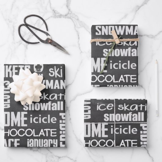 Feuille De Papier Cadeau Collage du tableau de bord d'hiver (Recto)