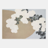 Feuille De Papier Cadeau Collage Fleurs noires, blanches et tans (Devant 2)