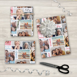 Feuille De Papier Cadeau Collage photo 50e anniversaire