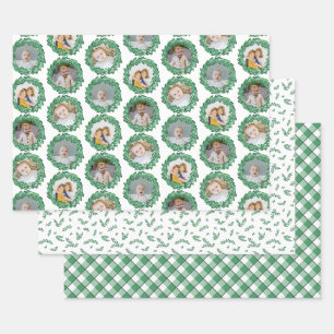Feuille De Papier Cadeau Collage photo de Mistletoe Wreath Motifs de Noël