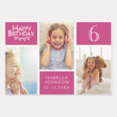 Feuille De Papier Cadeau Collage photo en mode rose Joyeux anniversaire (Devant)