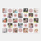 Feuille De Papier Cadeau Collage photo et flocons rouges Fête de Noël (Devant)