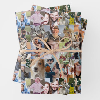 Feuille De Papier Cadeau Collage Photo Famille Personnalisé Forme 24 Pic Pu