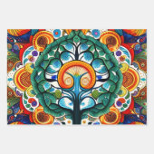 Feuille De Papier Cadeau Collection Arbre de vie vibrant (Devant 2)