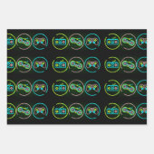 Feuille De Papier Cadeau Collection Black & Neon Gamer (Devant 3)