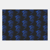 Feuille De Papier Cadeau Collection Bleu rouge et violet dragons d'Asie (Devant 2)