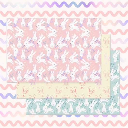Feuille De Papier Cadeau Collection Bunny de Pâques 3 Pastel Cute