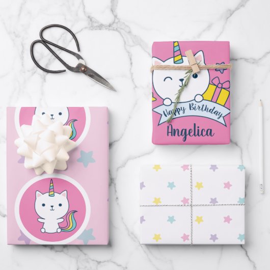 Feuille De Papier Cadeau Collection Caticorn 1 | (Recto)
