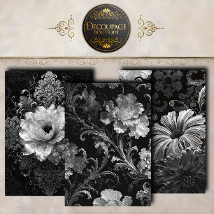 Feuille De Papier Cadeau Collection de découpage de fleurs baroques argent 