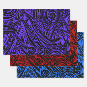 Feuille De Papier Cadeau Collection de Motifs Abstraits tribaux