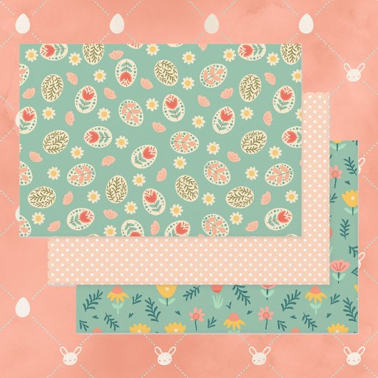Feuille De Papier Cadeau Collection de Pâques 3 Printemps vert cadeau d'ann