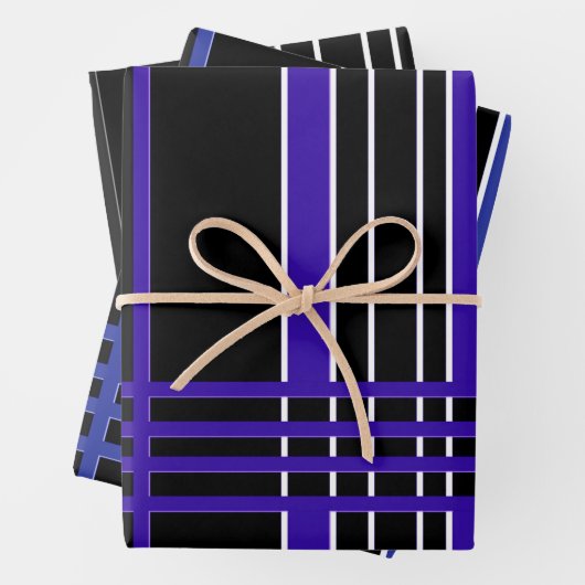 Feuille De Papier Cadeau Collection de rayures modernes (En situation)