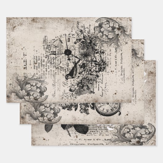 Feuille De Papier Cadeau Collection d'élagances de vintae (Lot)