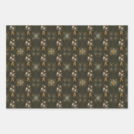 Feuille De Papier Cadeau Collection Noël | Bande, Flore, Holly (Devant 2)