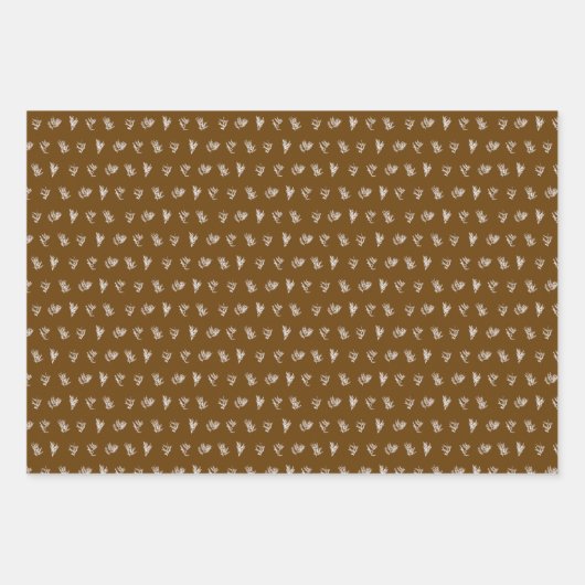 Feuille De Papier Cadeau Collection Noël | Cèdre Cognac, Crème, Vert (Devant)