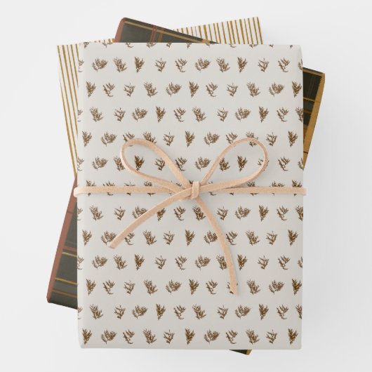 Feuille De Papier Cadeau Collection Noël | Plaid Chaud, Bandes, Cèdre (En situation)