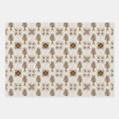 Feuille De Papier Cadeau Collection Noël | Plaid vert, floral, cèdre (Devant 2)