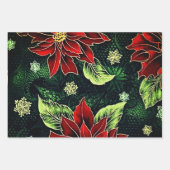 Feuille De Papier Cadeau Collection Poinsettia de Noël (Devant)