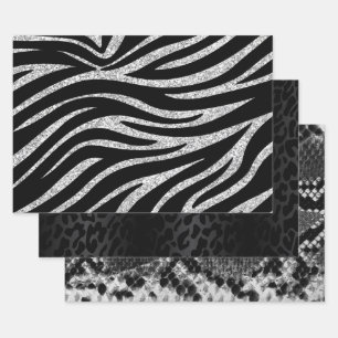Feuille De Papier Cadeau Collection Poster de animal monochrome