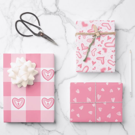 Feuille De Papier Cadeau Collection Valentine Hearts (Recto)