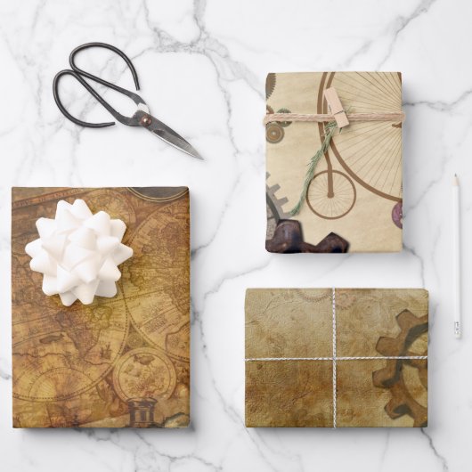 Feuille De Papier Cadeau Collection Vintage Steampunk (Recto)