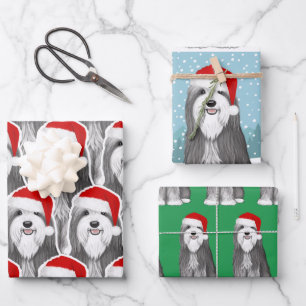 Feuille De Papier Cadeau Collie Vacances Jolie Chien Noël