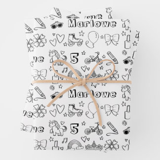 Feuille De Papier Cadeau Coloration personnalisée Anniversaire Rainbows Uni