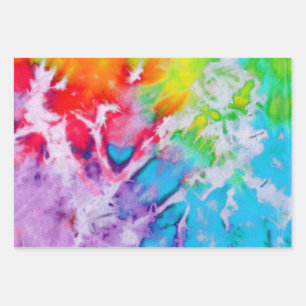 Feuille De Papier Cadeau Coloré Abstrait Arc en arc-en-ciel Cool Tie Dye