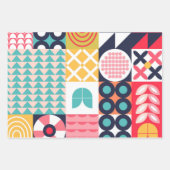 Feuille De Papier Cadeau Coloré Géométrique Mi-Siècle Funky (Devant)