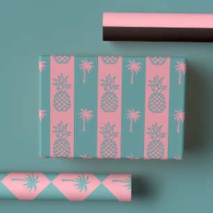 Feuille De Papier Cadeau Coloré Moderne Preppy Tropical Palm Rose