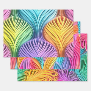 Feuille De Papier Cadeau Coloré Pastel Abstract Design Motif