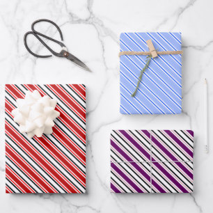 Feuille De Papier Cadeau Coloré rouge violet bleu Motif de bande